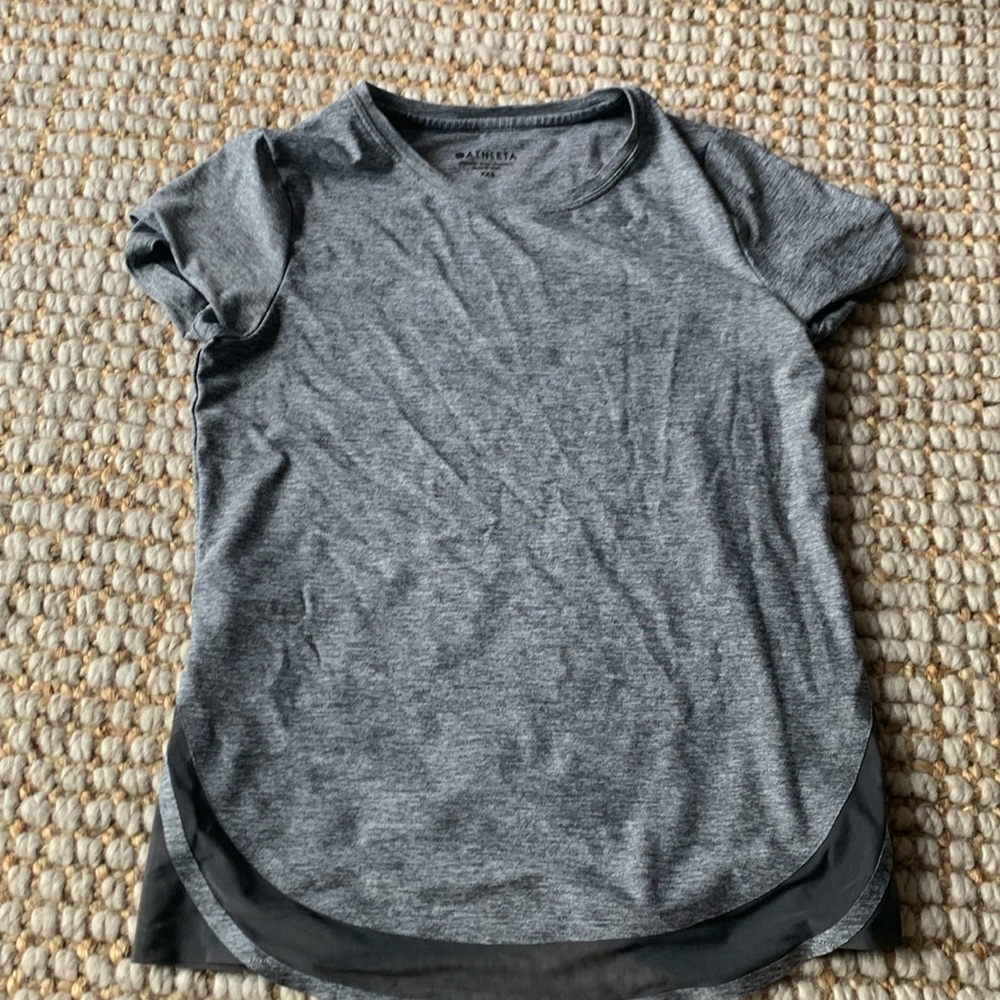 Athleta Heathered Gray Performance Tee Short Sleeve Workout Top XXS
